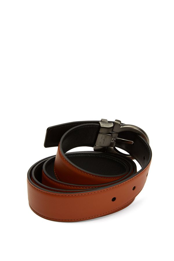 Ferragamo Men s Leather Belt Orange Logo Buckle Size 115 Trendyol