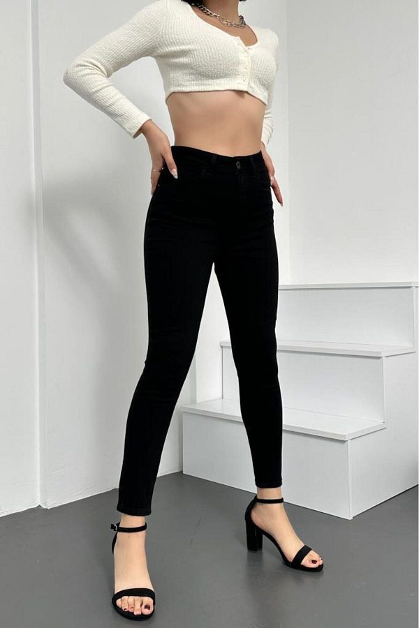 HLT JEANS-Damen-Jeanshose aus flexiblem Lycra-Denim in schwarzer Super-Skinny-Passform Hltjennieblack 1