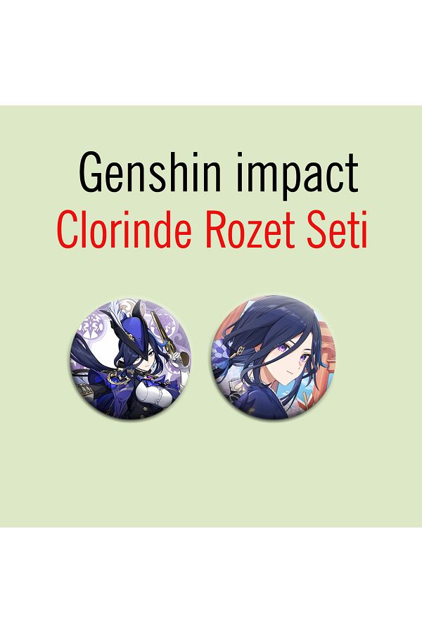Akumastik-Genshin Impact Clorinde 2-Piece Button Set with Badge and Pin 1