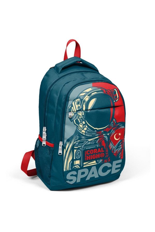 Coral High Kids Indigo Astronaut Patterned Three Compartment Backpack 14389 Trendyol