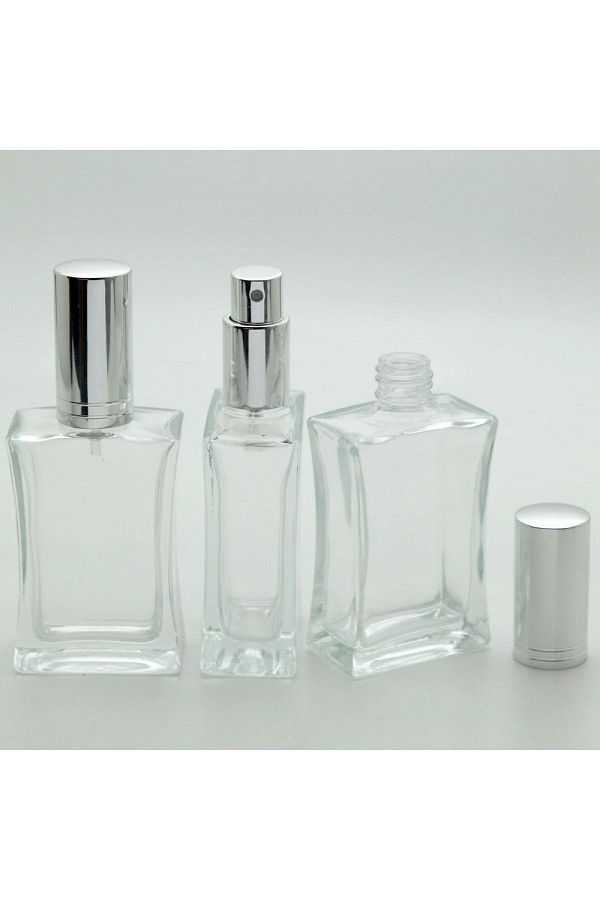 D&B YOL-زجاجة عطر فارغة 50 مل (2 قطعة) صمام معدني رمادي مقعر وغطاء زجاجة فارغة 1