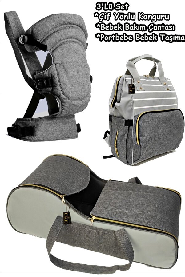 USF Portbebe Ana Kucağı Puset Bebek Taşıma Bej- Füme Sıvı Ve Rüzgar Geçirmez