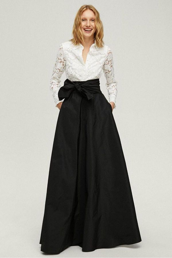 ONURBYGUSTO-White Lace & Skirt Black Taffeta Shirt Dress 1