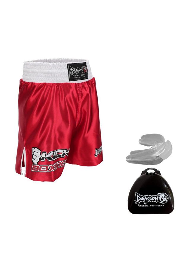 Dragondo-Kf1003 Red Professional Kick Boxing Shorts Set - With Teethers 1