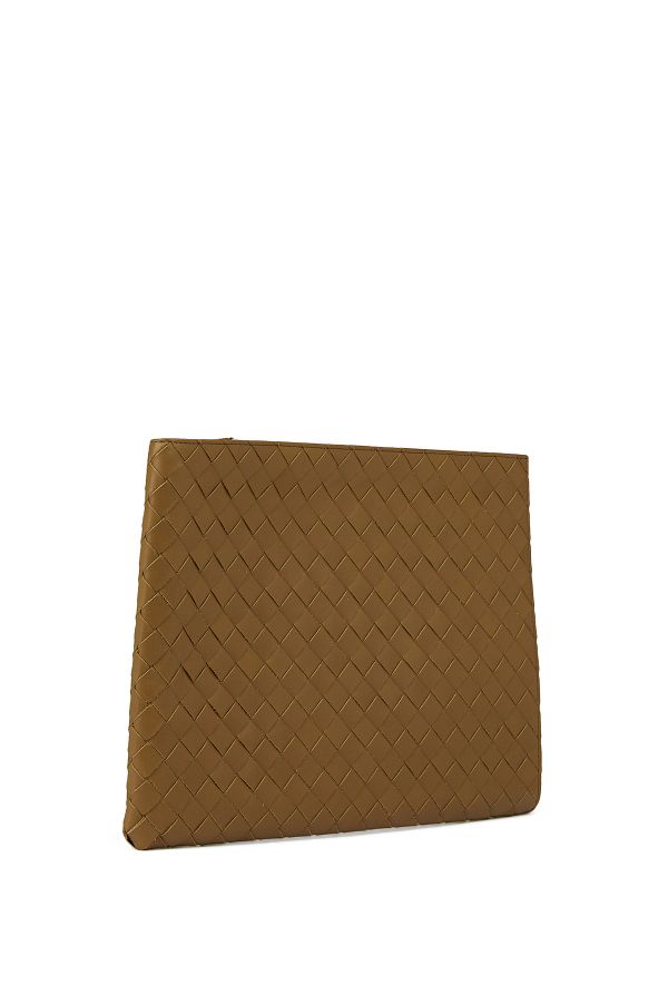Bottega Veneta Men s Khaki Leather Travel Wallet Knitted Texture Trendyol