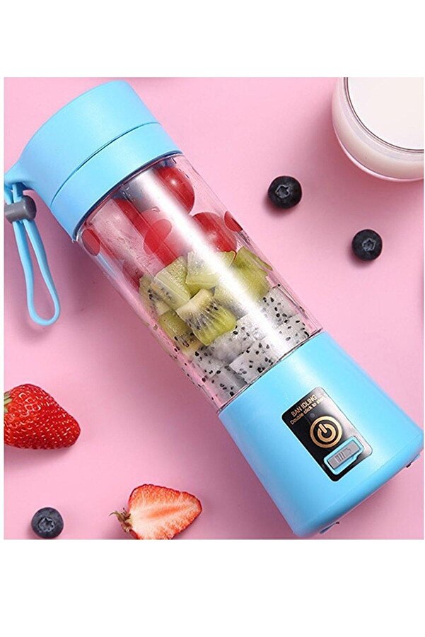 STFAST Taşınabilir Şarjlı El Blender Shaker Smootie Hızlı Bebek Maması Hazırlama Aleti 6 Bıçaklı Mavi