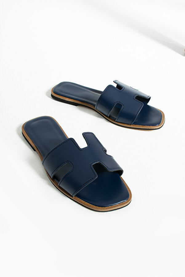 Friend Trend Navy Blue Summer Women's Slippers Flat Sole