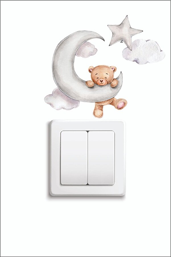 Kt Grup Aydaki Sevimli Ayıcık Priz Sticker