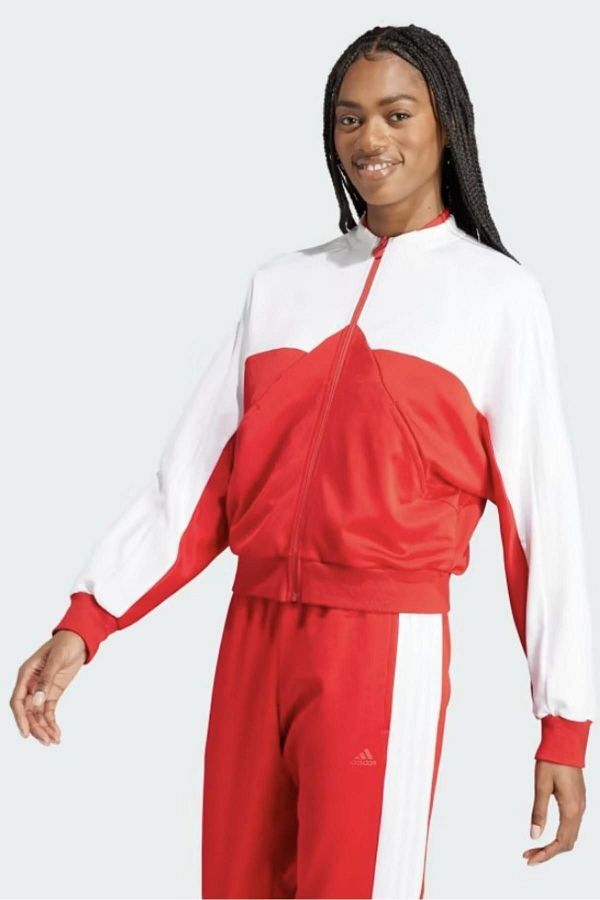 adidas T RO Women s Red gray Zippered Tracksuit Top Trendyol