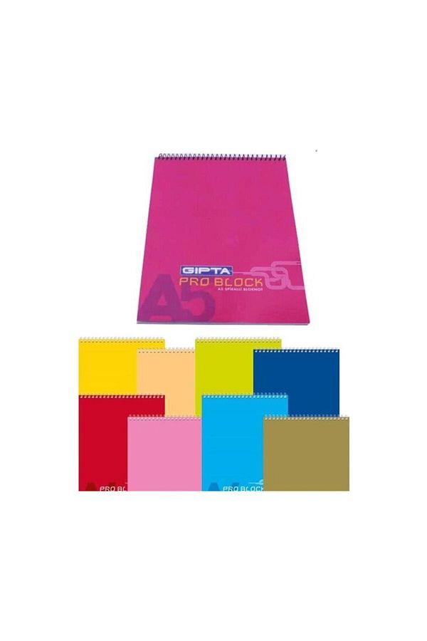 Gıpta-Pro-Block Block Notes - Spiral, Checked Cardboard Cover, 40 Sheets A5 (12 Pieces Pack) 1