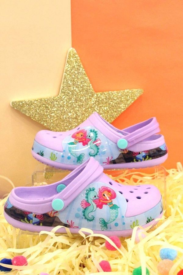 AlbiShoes Mermaid Patterned Girl s Crocs Non Slip Sole Beach and Pool Sandals Trendyol