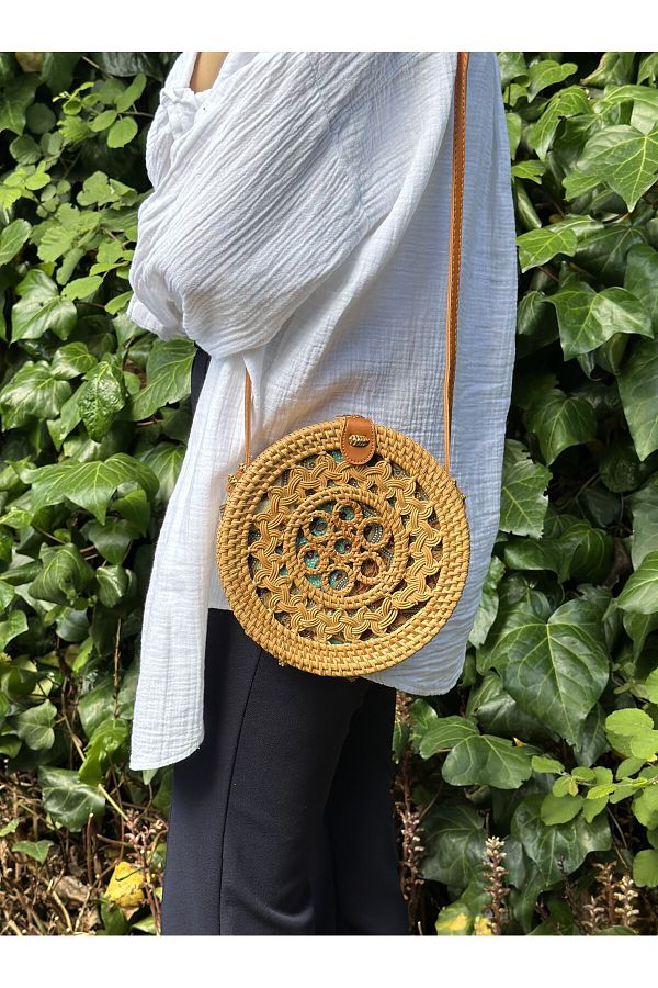 polo air Rattan Round Straw Shoulder Bag Casual Summer Beach Bag HSR 1202C2 Trendyol