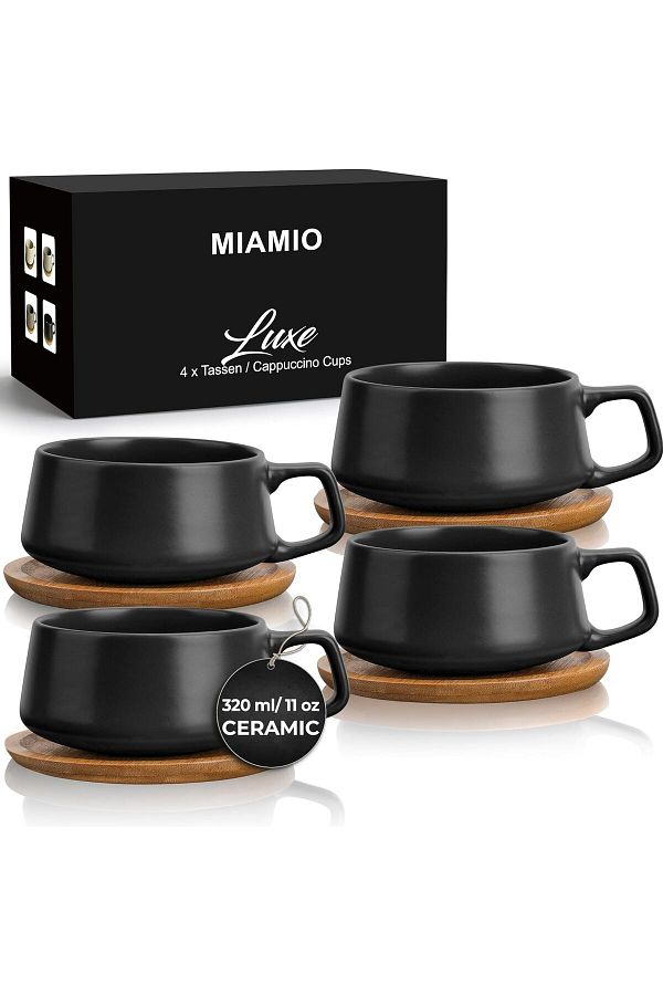MIAMIO-Luxe Collection 320ml Coffee Mug and Saucer Set - 4 Piece Set 1
