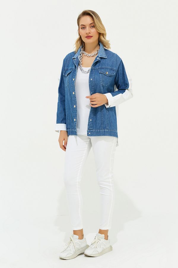 Jean jacket combination top