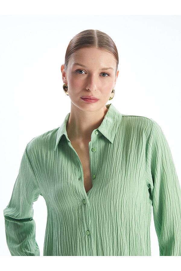 LC Waikiki-LCW Damen-Shirt-Tunika – einfarbig, lange Ärmel 1