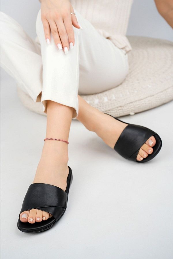 AYS SHOES Ays Orthopedic Heel Spur Supported Leather Women s Slippers Trendyol