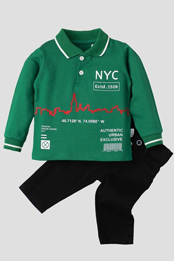 Kidex’s Baby Erkek Bebek Pamuklu Polo Takım Pantolon Üst İkili Takım