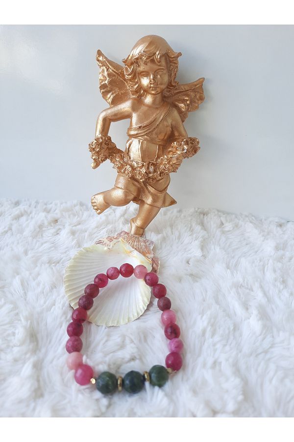Lotus Hediye-Dark Pink Bracelet with Natural Stones 1