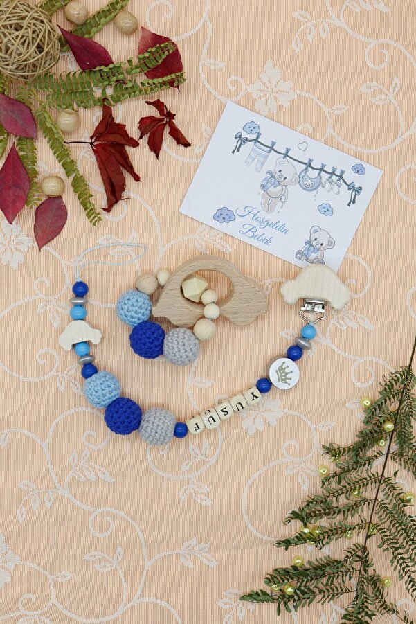 lilamtasarım Lilam Tasarım Örgü Toplu Dişlikli Emzik Askısı