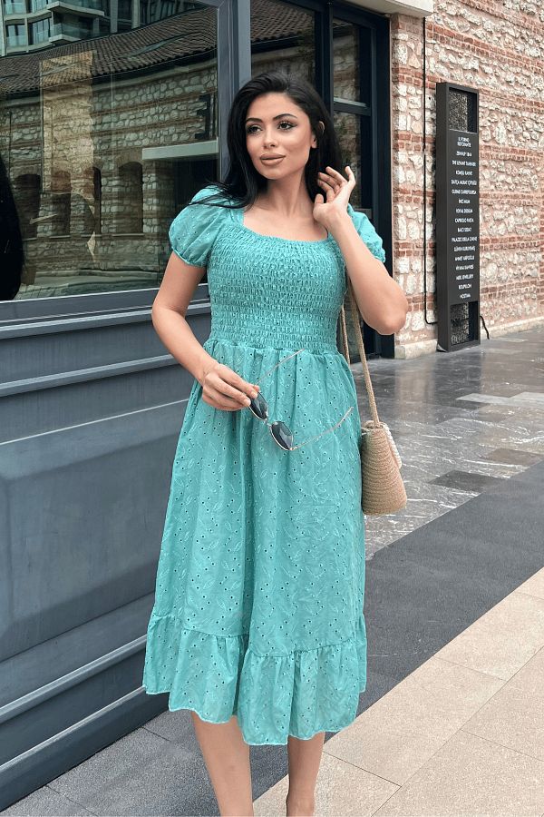 Green scallop dress clearance