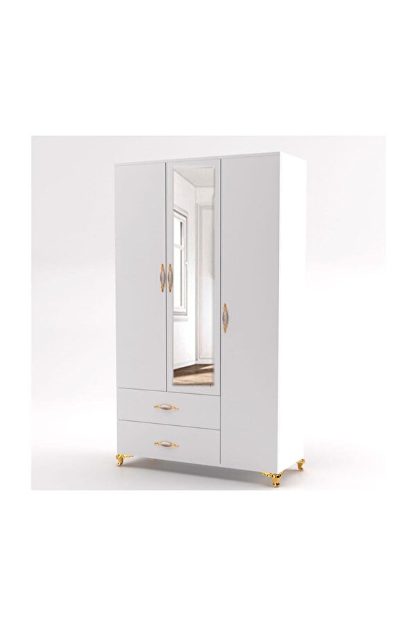 Bygolden Avangard 3 Kapılı 2 Çekmeceli Gardırop