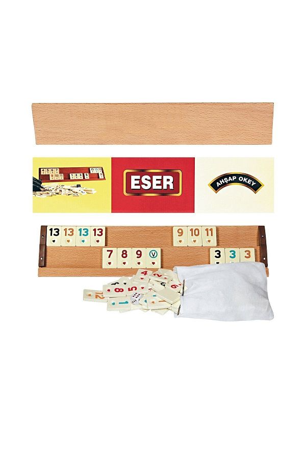 ESER-Wooden Large Size Okey Set 1st Class Quality Stoned Game Set 1