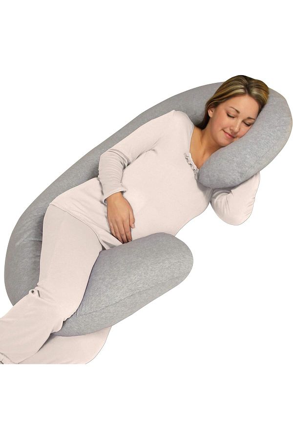 Leachco Snoogle Chic Gray Jersey Body Pillow Soft and Supporting Sleeping Pillow Trendyol