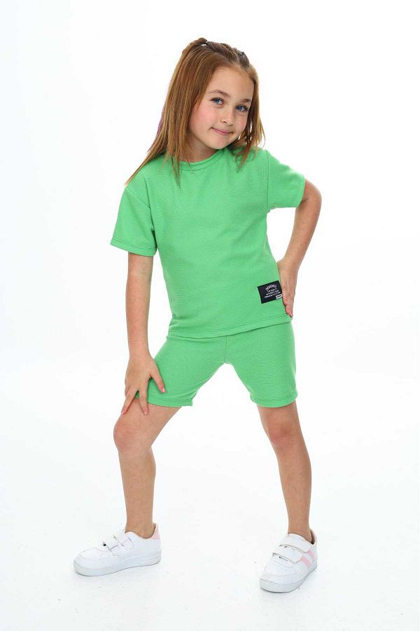 My Kids Wear-Girl's Crew Neck Suit with Shorts 1
