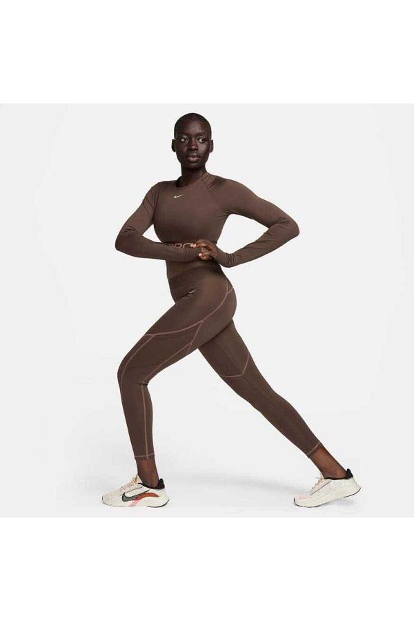 Nike Pro Dri Fit Women s Brown Mid Rise Tights 7 8 Tight Novelty Model Trendyol