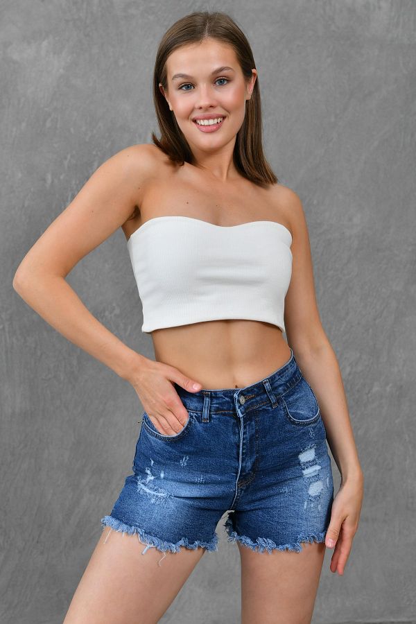 Dark blue ripped jean shorts deals