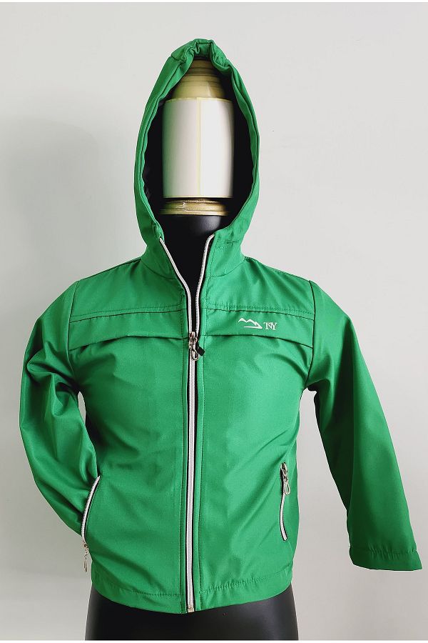 minikiss-Bowding Fabric Unisex Children's Raincoat - Waterproof, Hooded, Zippered and Lined 1