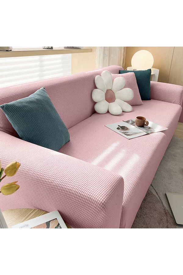 uzhanem-Flexible Lycra Stretch - Washable Square Patterned Three-Person Sofa Cover 1