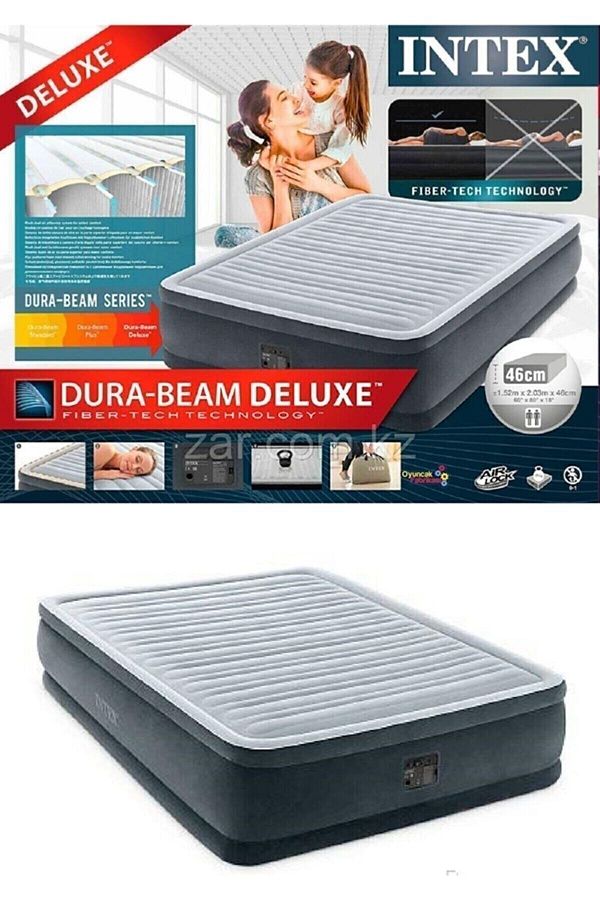 Intex-Dura-beam Deluxe Inflatable Mattress Double Double Mattress with Self-Pump 152x203x46 Cm 1