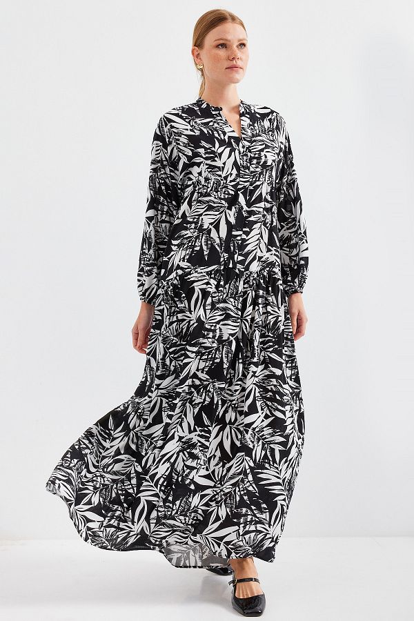 Bigdart-2423 Model - U. Black Authentic Patterned Dress 1
