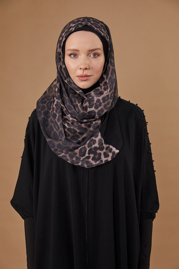 Differenza-Nirvana Dark Beige Shawl-Leopard Patterned Bonel 1