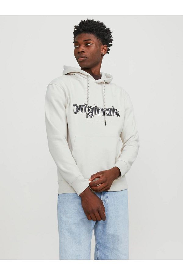 Jack Jones Men s Cream Color Sweatshirt 12246802 Model Trendyol