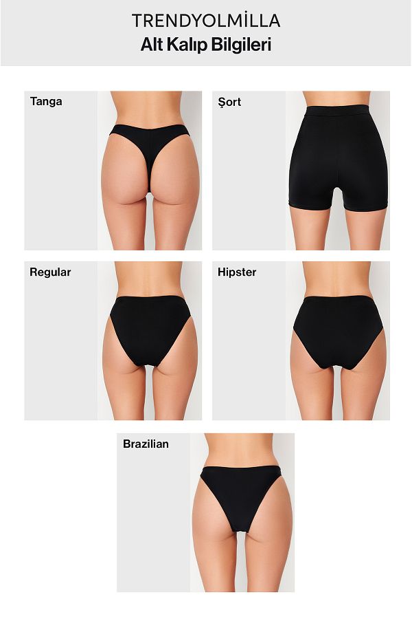 Trendyol Collection Black Belted Tie Up High Waist Hipster Bikini Bottom TBESS24BA00147 Trendyol