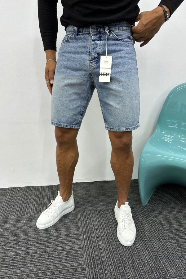 MADZEYMODA-Férfi kék Jean - farmer rövidnadrág design 1