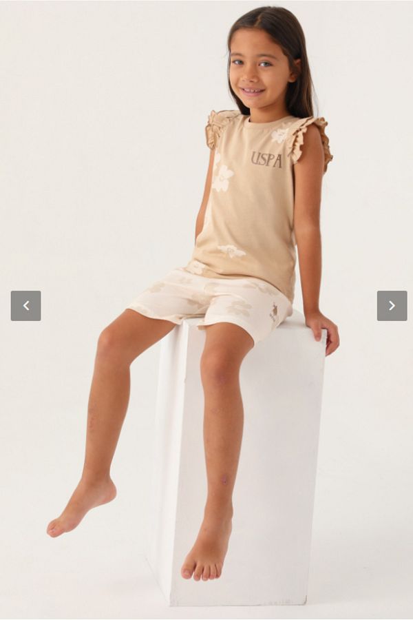 U.S. Polo Assn.-U.S. Polo Girls' Shorts Suit - BEIGE, US1825-4 1