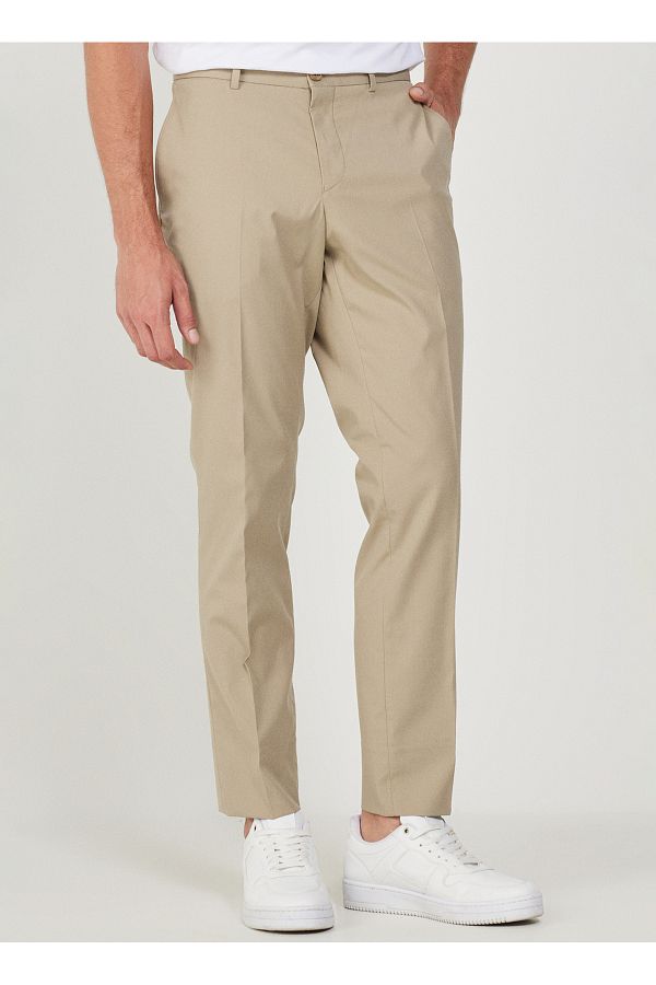 ALTINYILDIZ CLASSICS-Altıny Yıldız Beige Slim Fit Spodnie męskie - Wąska nogawka, Regularna talia 4A 0123200097 1