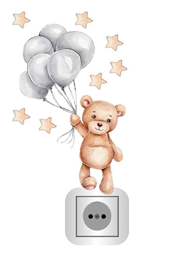 Kt Grup Balonlu Ayıcık Ve Yıldızlar Priz Sticker