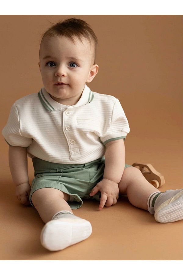 LC Waikiki-KANZ Polo Collar Short Sleeve Baby Boy T-Shirt and Shorts 2 Pieces Set 1