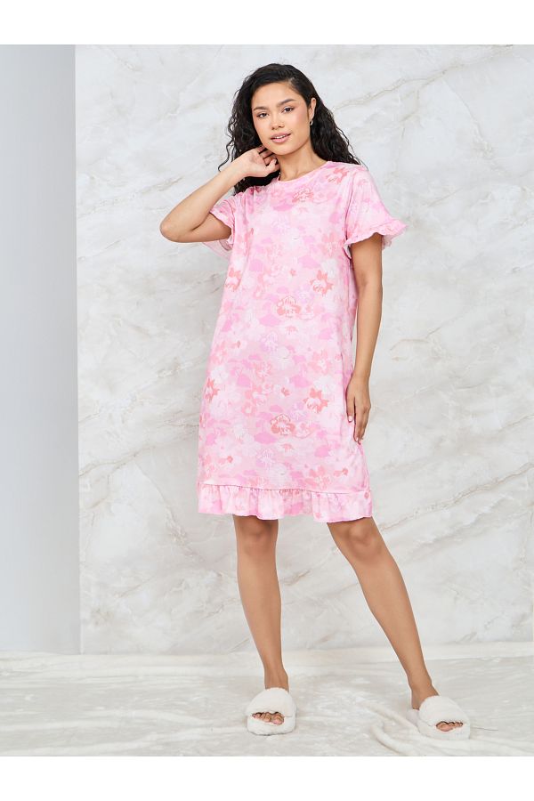 T shirt dress with frill sleeves hotsell