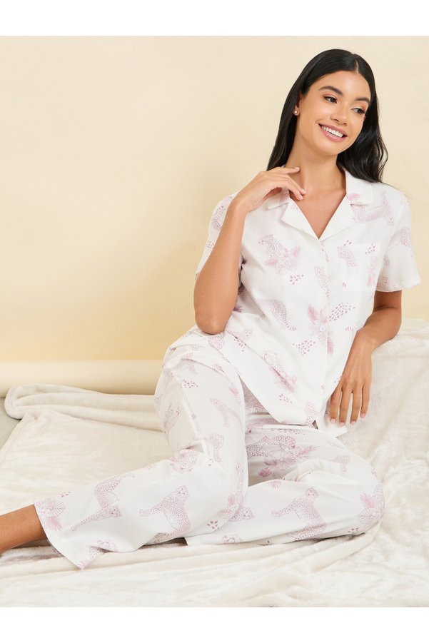 Styli Jaguar Animal Print Shirt and Pyjama Set