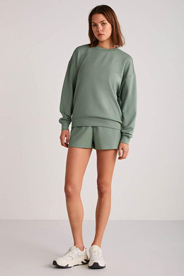 EMATOP Damen Sport Pullover - Baumwolle Sweatshirt Mit V-Ausschnitt & Reißverschluss