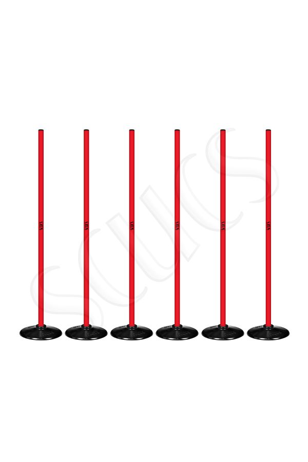 SCUCS-Red SLALOM Stick - 6 Pieces with Rubber Base 1