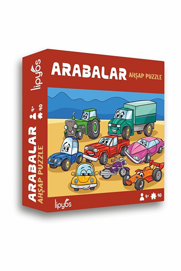 LİPYOS Sevimli Arabalar 40 Parça Mini Ahşap Puzzle