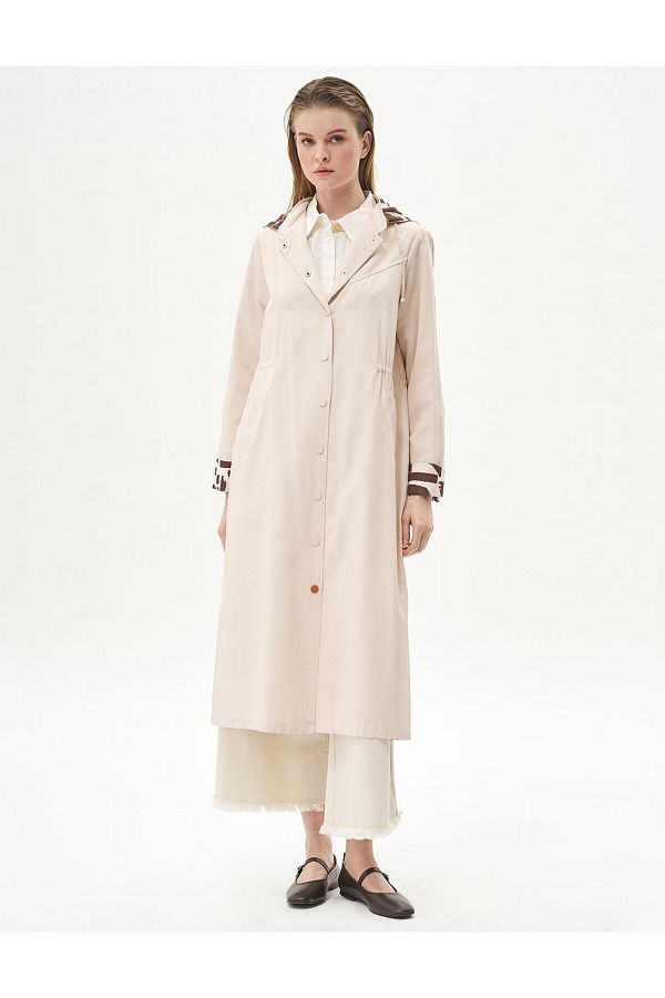 Kayra-Light Cream Fabric Mixed Snap Cap 1