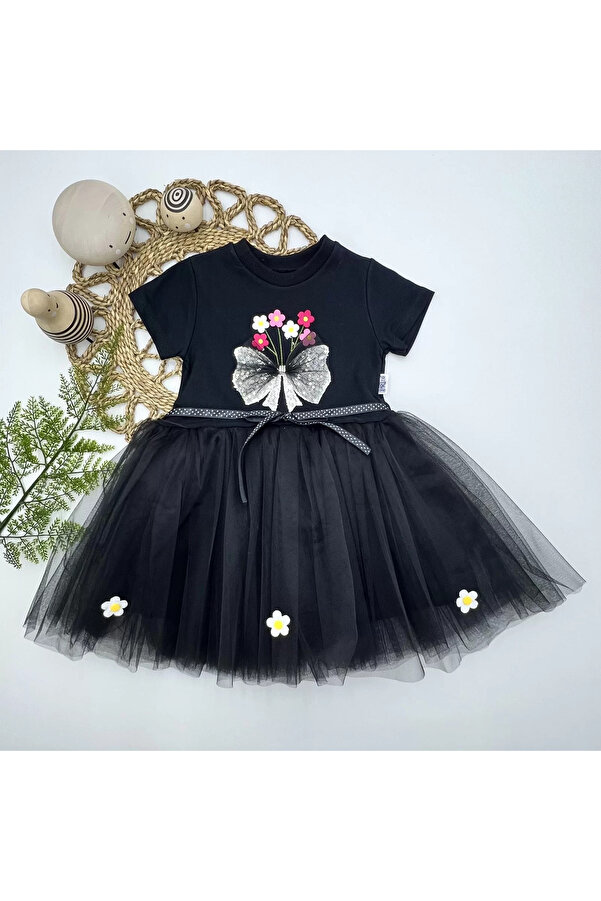 bedwear 123 Years Black Baby Girl Tutu Dress Tulle Bow, Flowers