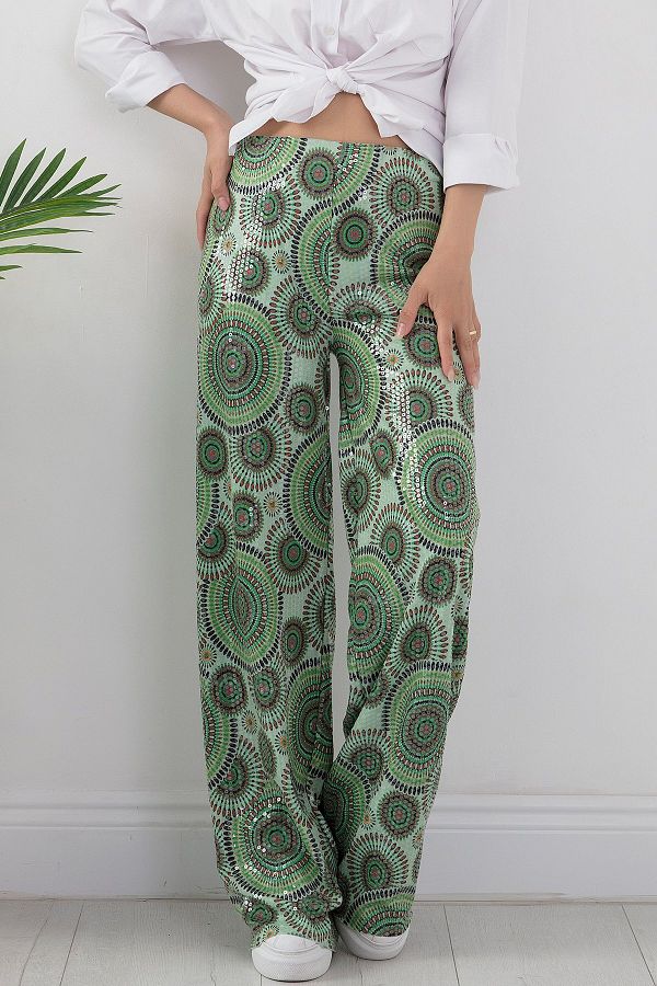 PULLIMM-ESP048 Model Sequin Elastic Waist Trousers 1